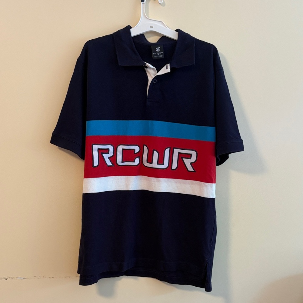 Rocawear Navy Polo with Red and Blue Accents